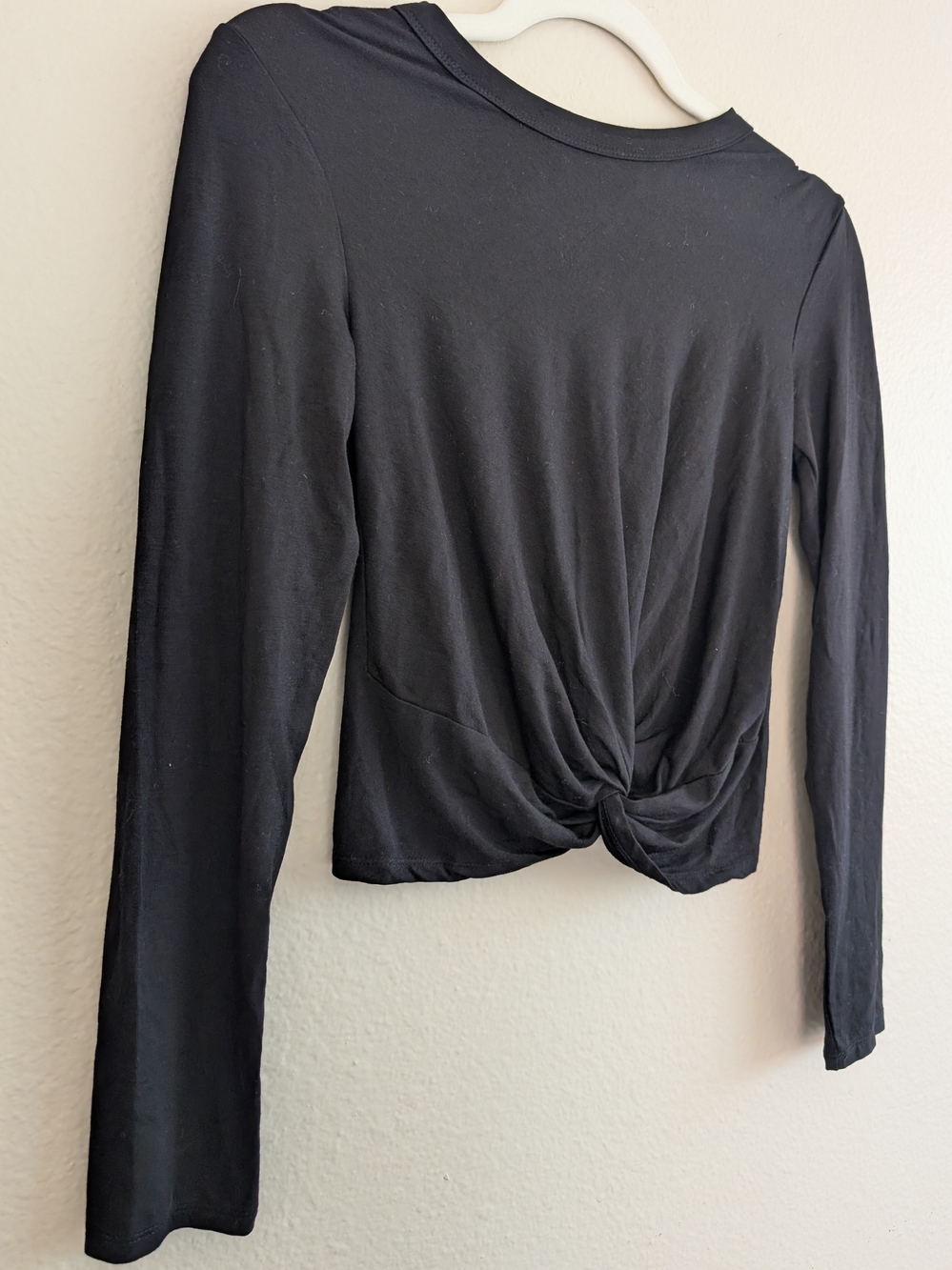 Black Lush Twist Front Top with Gathered Back - S